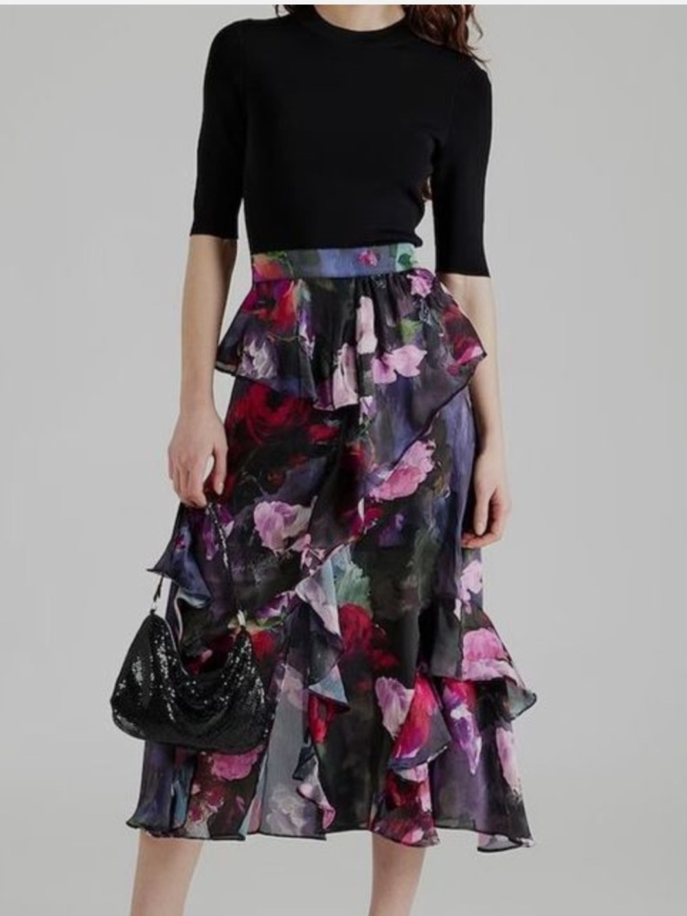 NWT Ted Baker Rowana knitted top with woven floral midi dress (TB 2/size 6)